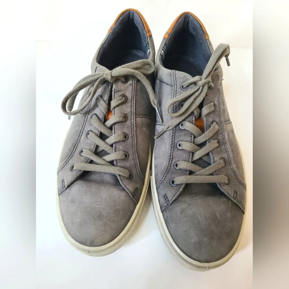 ECCO Leather Men's Soft 7 titanium gray sneakers size 12 - Picture 7 of 12